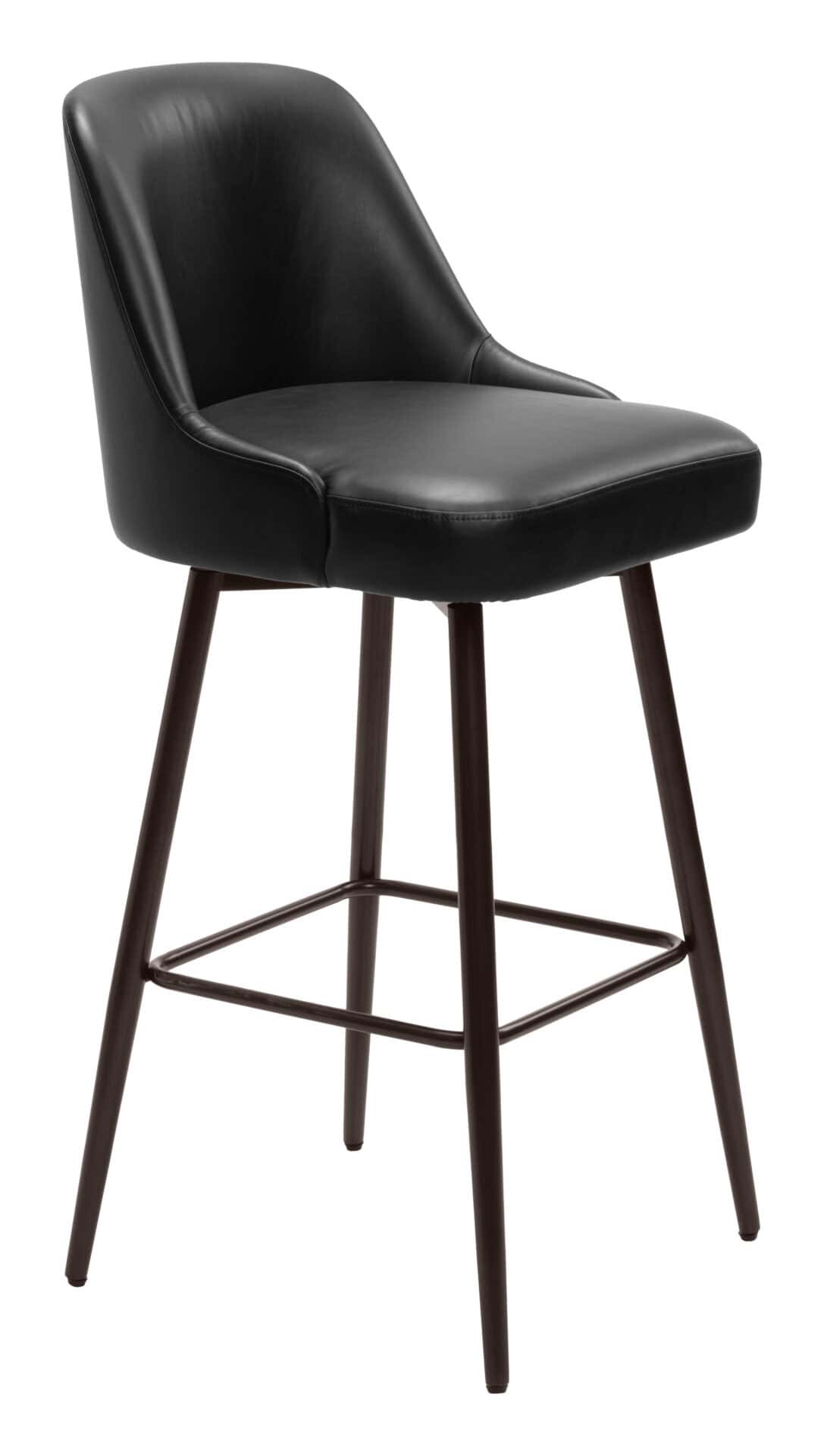 Modern Swivel Barstool with Faux Leather and Bronze Finish 2 Modern Swivel Barstool with Faux Leather and Bronze Finish - Image 2