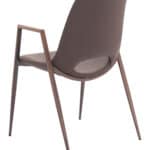 Mid-Century Modern Faux Leather Dining Chair Walnut Steel Legs (Set of 2)