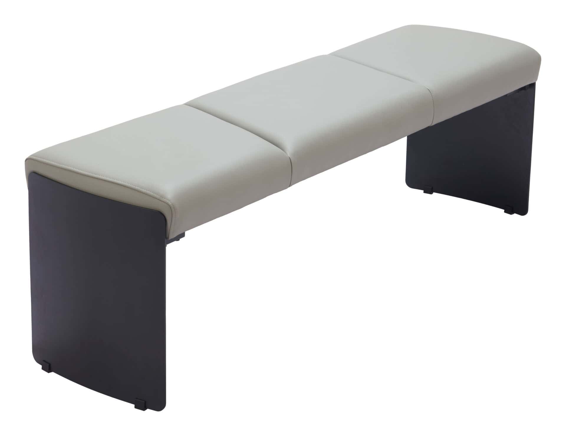 Gray Upholstered Bench with Steel Frame and Faux Leather Seat 4 Gray Upholstered Bench with Steel Frame and Faux Leather Seat - Image 4