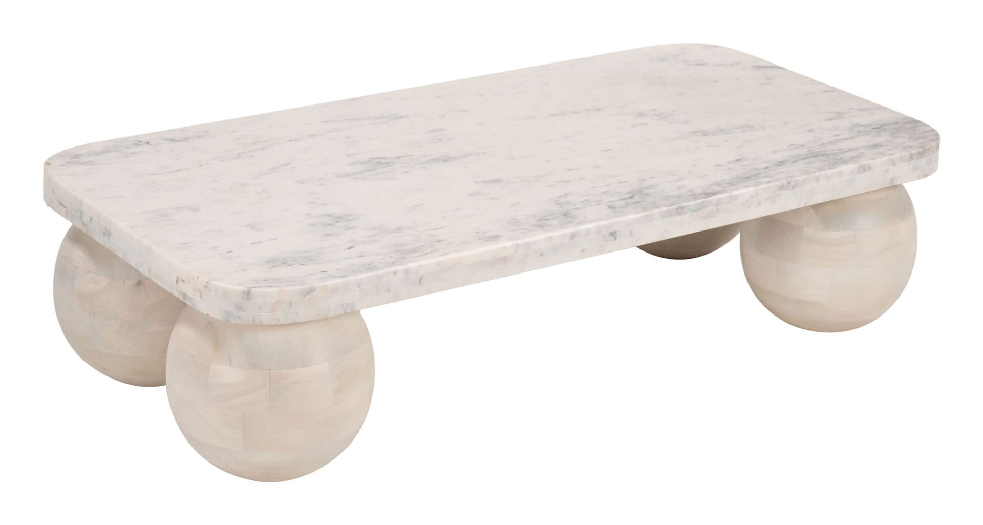 Natural Mango Wood Coffee Table with Marble Top 6 Natural Mango Wood Coffee Table with Marble Top - Image 6