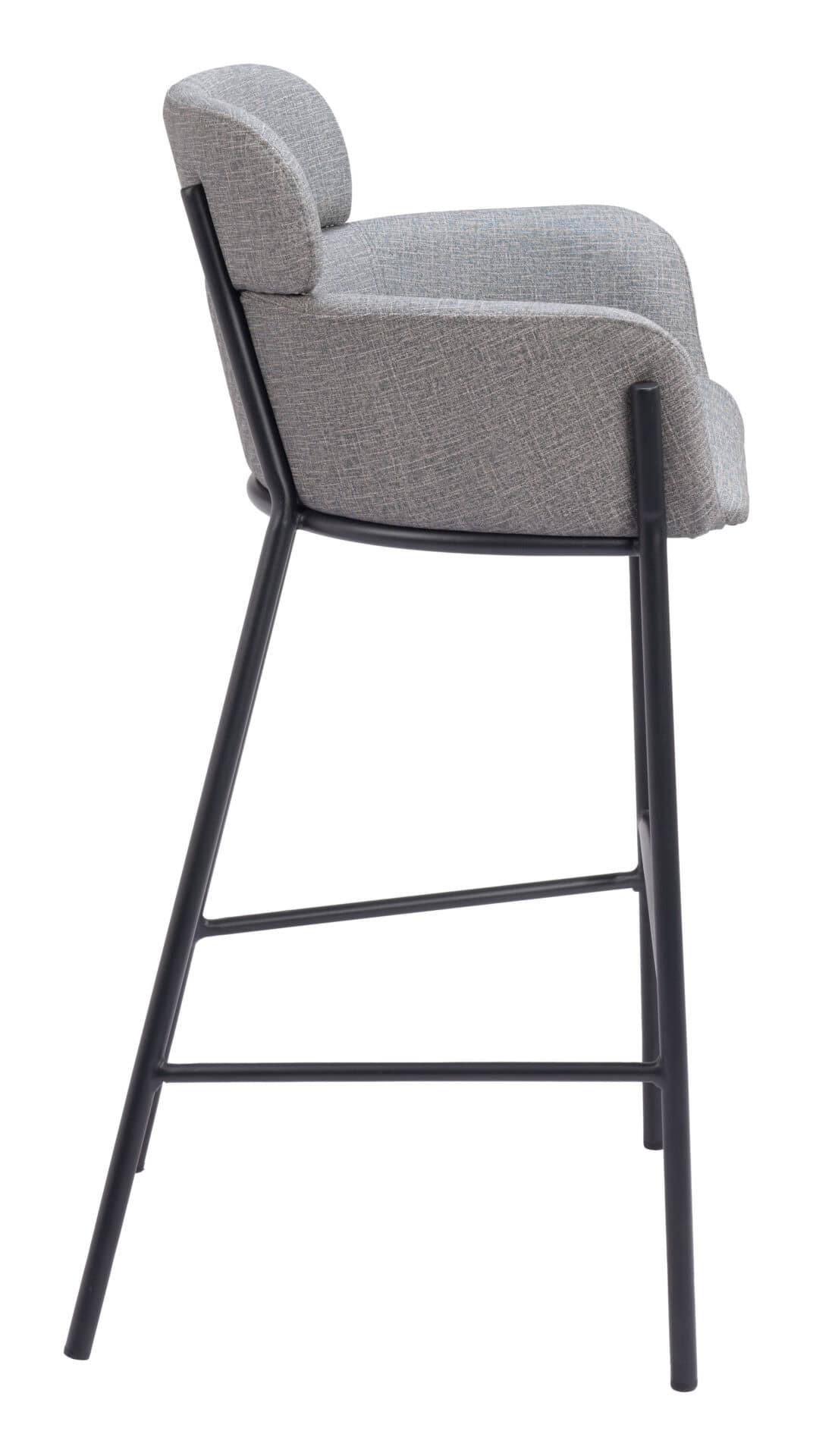 Gray Steel Barstool with Vinyl Upholstery and Armrest Support 3 Gray Steel Barstool with Vinyl Upholstery and Armrest Support - Image 3