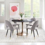 Modern Gray Velvet Dining Chair with Steel Base (Set of 2) 11 Modern Gray Velvet Dining Chair with Steel Base (Set of 2)