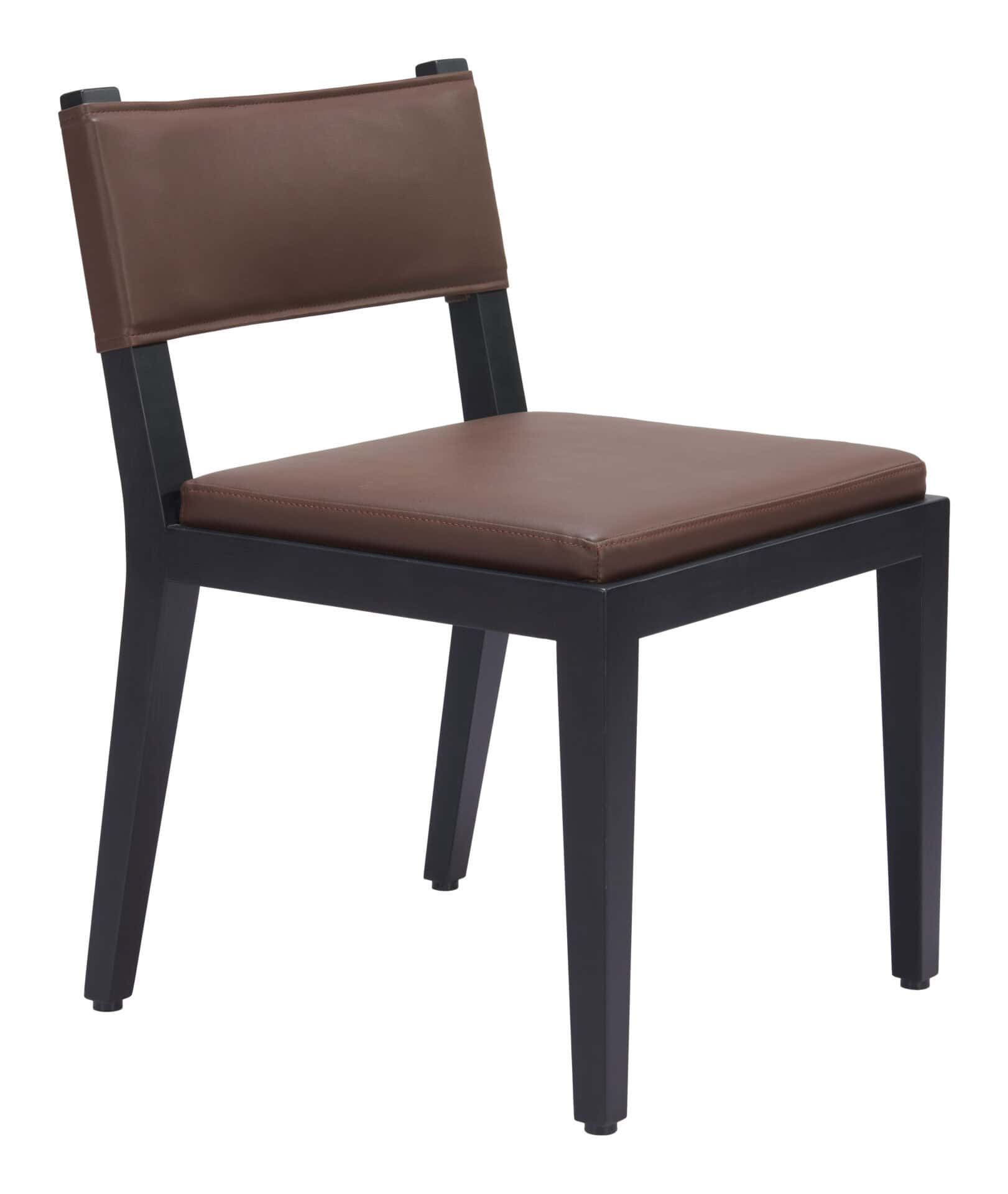 Brown Faux Leather Dining Chair with Wood Frame (Set of 2) 6 Brown Faux Leather Dining Chair with Wood Frame (Set of 2) - Image 6