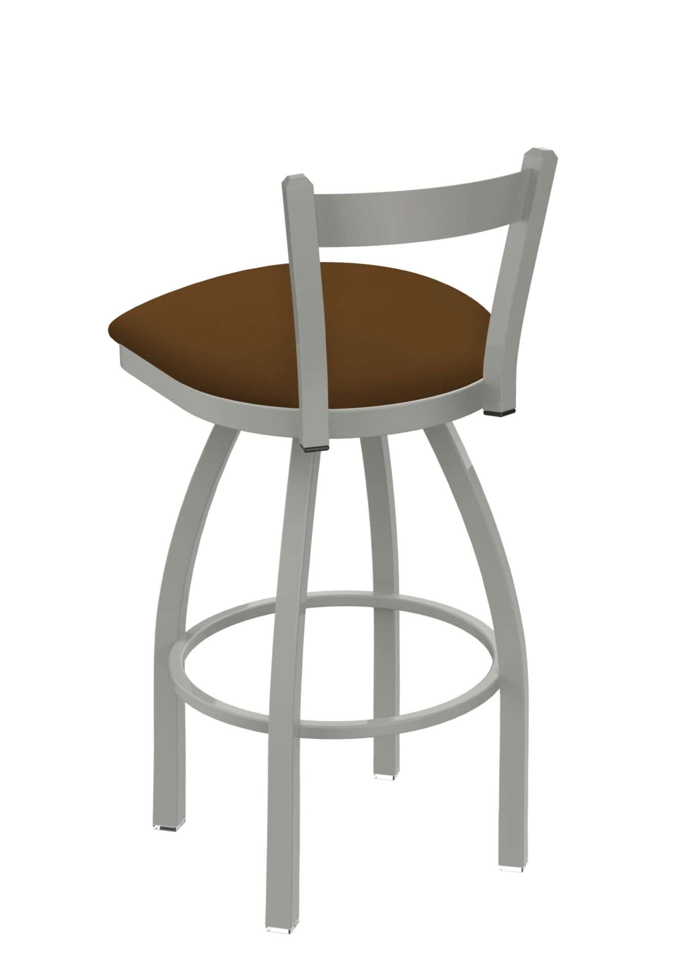 30-Inch Low Single Slat Back Bar Stool with Steel Frame, Anodized Nickel Finish, Canter Thatch Seat, and Single-Ring Base 2 30-Inch Low Single Slat Back Bar Stool with Steel Frame, Anodized Nickel Finish, Canter Thatch Seat, and Single-Ring Base - Image 2