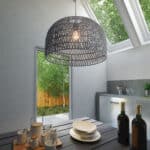 Gray Woven Dome Ceiling Lamp with Adjustable Cord