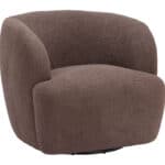 Swivel Chair with Shearling-Style Fabric and Powder-Coated Base