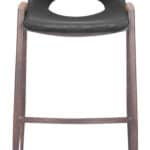 Mid Century Modern Black & Walnut Barstool with Footrest (Set of 2)