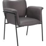 Sleek Brown Faux Leather Accent Chair with Steel Frame