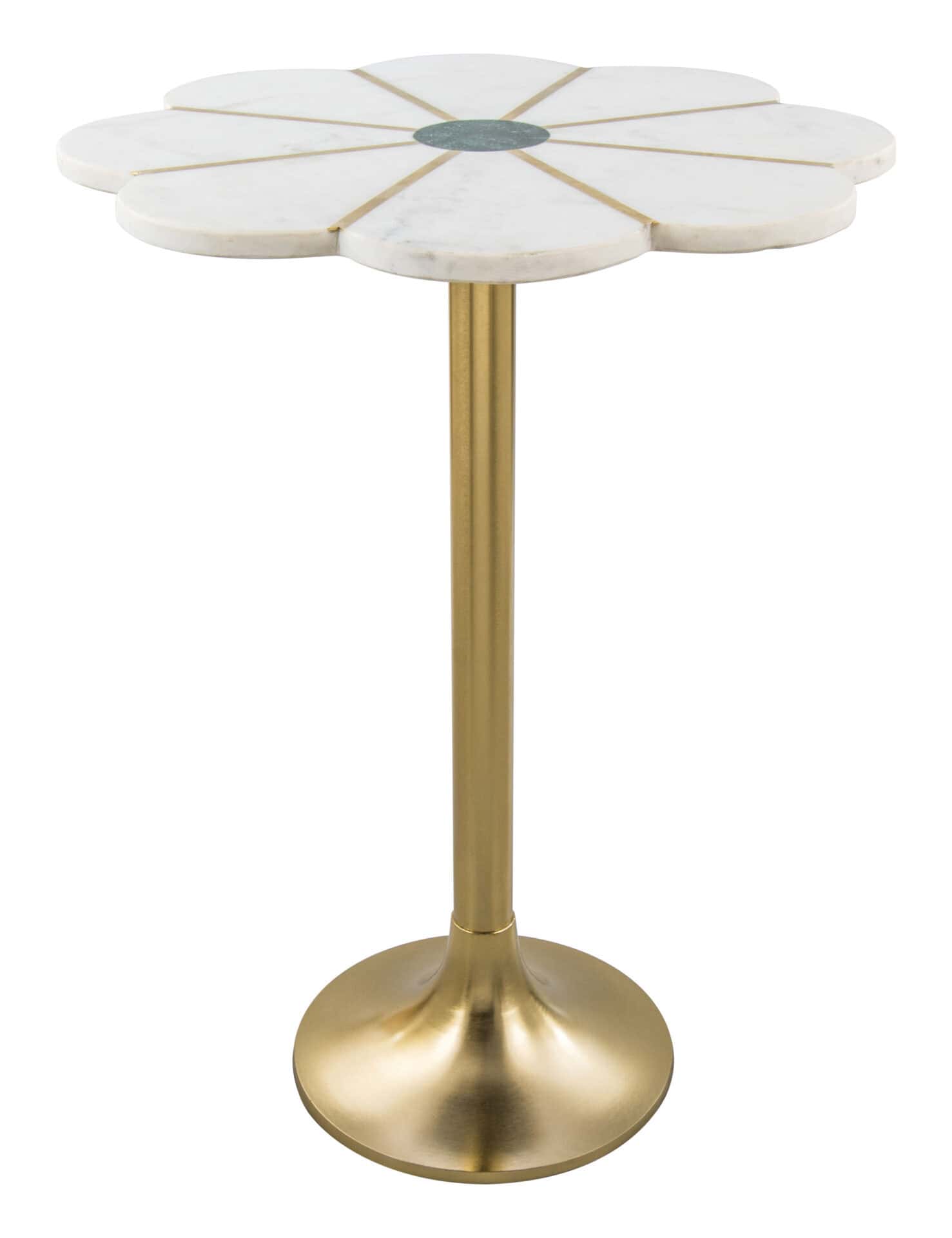 Vintage Green Marble Flower Side Table with Gold Base 2 Vintage Green Marble Flower Side Table with Gold Base - Image 2