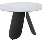 Round White Dining Table with Sintered Stone Top and Steel Base 14 Round White Dining Table with Sintered Stone Top and Steel Base