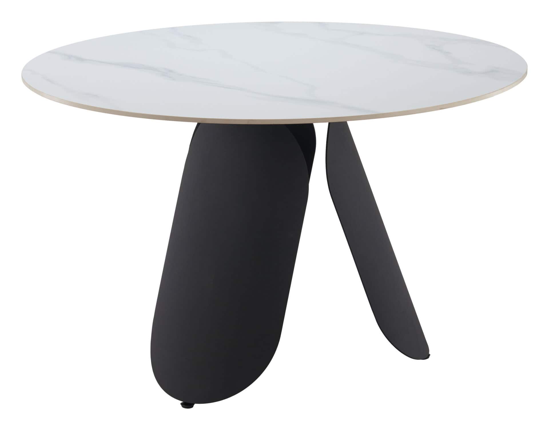 Round White Dining Table with Sintered Stone Top and Steel Base 6 Round White Dining Table with Sintered Stone Top and Steel Base - Image 6