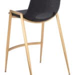 Black and Gold Mid-Century Modern Counter Stool with Armrests (Set of 2)