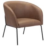 Vintage Brown Faux Leather Accent Chair with Steel Legs 13 Vintage Brown Faux Leather Accent Chair with Steel Legs