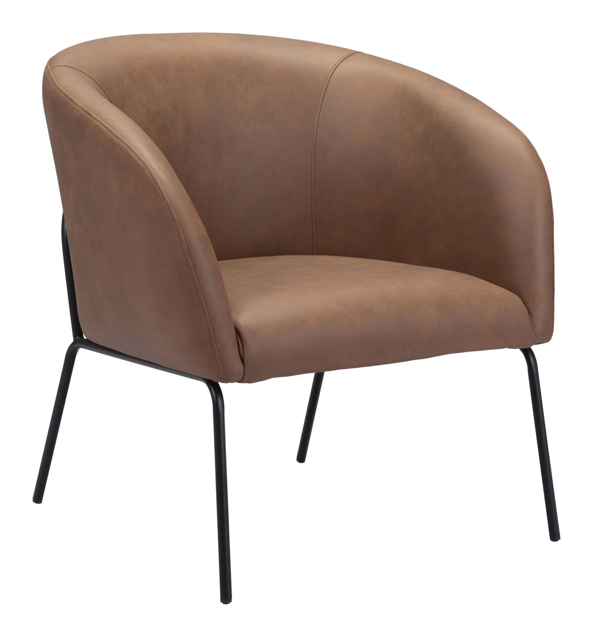 Vintage Brown Faux Leather Accent Chair with Steel Legs 13 Vintage Brown Faux Leather Accent Chair with Steel Legs
