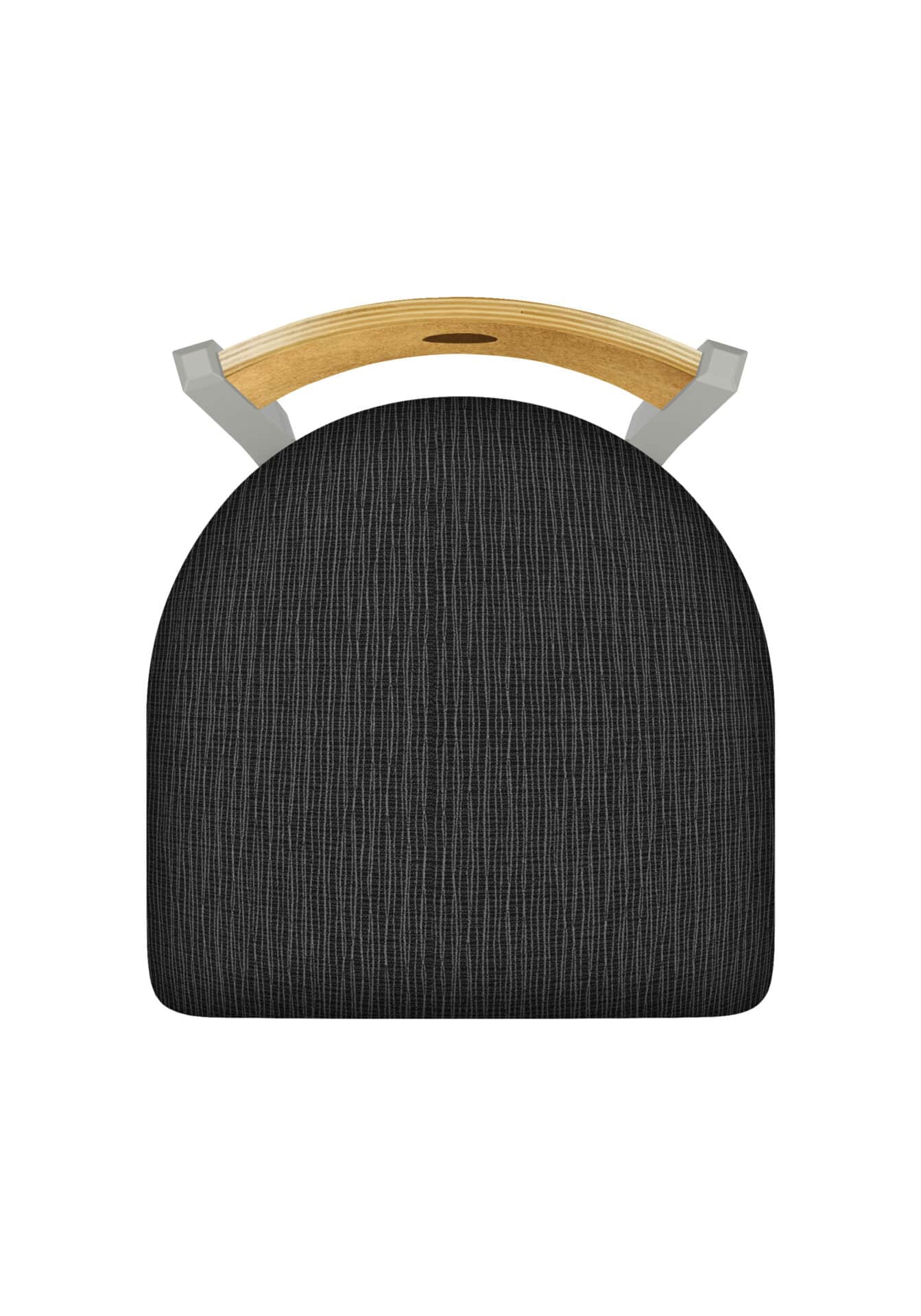 36-Inch Medium Stained Medium Wood Keyhole Back Bar Stool with Steel Frame, Anodized Nickel Finish, Graph Coal Seat, and Single-Ring Base 3 36-Inch Medium Stained Medium Wood Keyhole Back Bar Stool with Steel Frame, Anodized Nickel Finish, Graph Coal Seat, and Single-Ring Base - Image 3