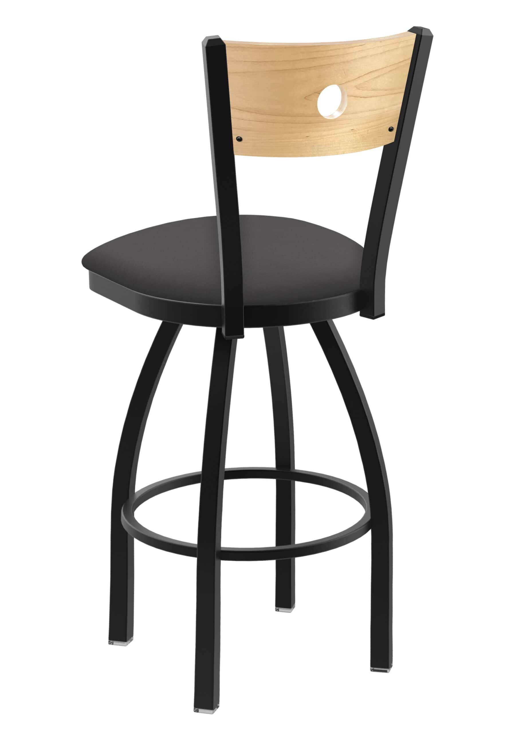 36-Inch Natural Finish Wood Keyhole Back Bar Stool with Steel Frame, Black Wrinkle Finish, Canter Storm Seat, and Single-Ring Base 7 36-Inch Natural Finish Wood Keyhole Back Bar Stool with Steel Frame, Black Wrinkle Finish, Canter Storm Seat, and Single-Ring Base