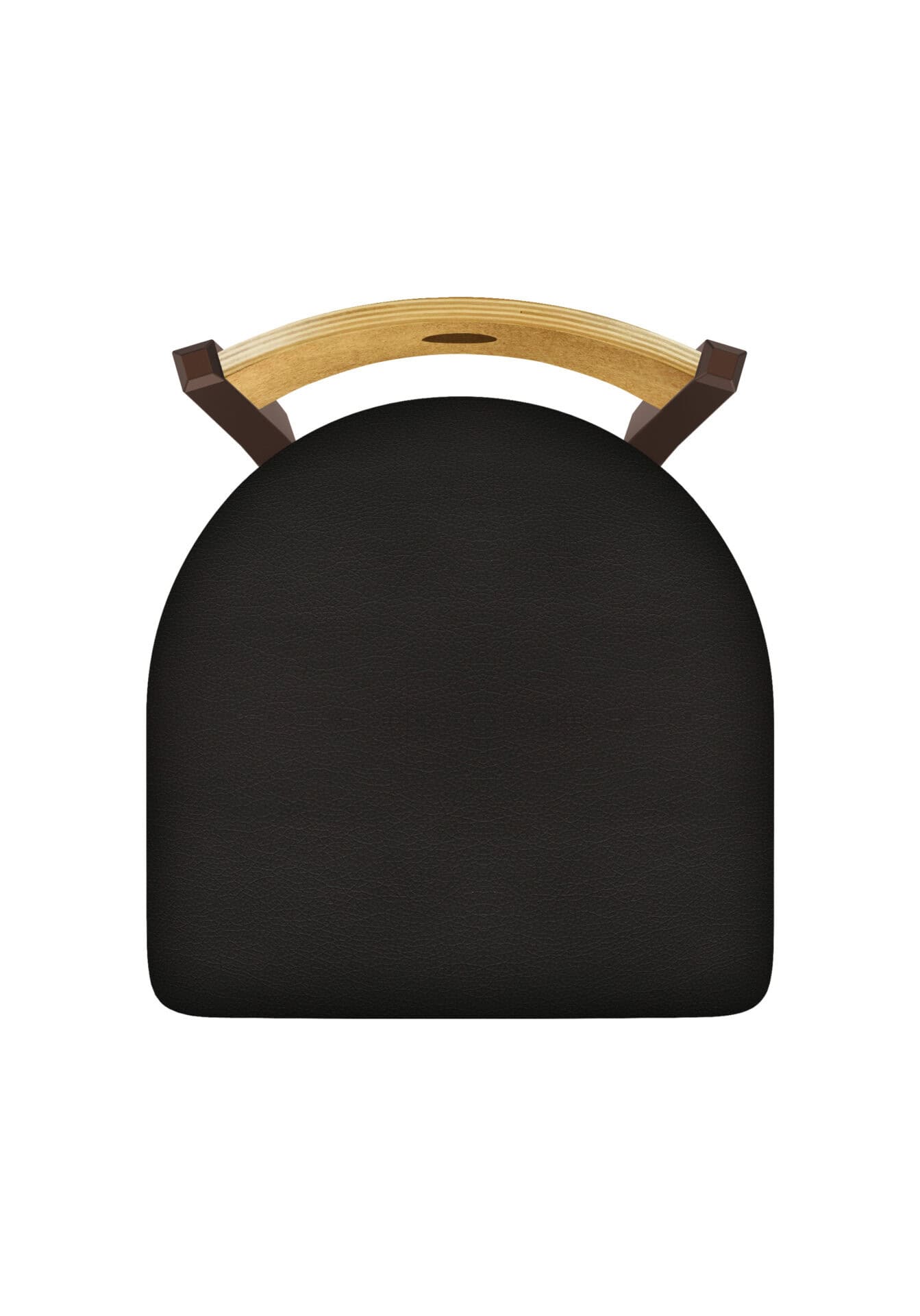 36-Inch Medium Stained Medium Wood Keyhole Back Bar Stool with Steel Frame, Bronze Finish, Canter Espresso Seat, and Single-Ring Base 3 36-Inch Medium Stained Medium Wood Keyhole Back Bar Stool with Steel Frame, Bronze Finish, Canter Espresso Seat, and Single-Ring Base - Image 3