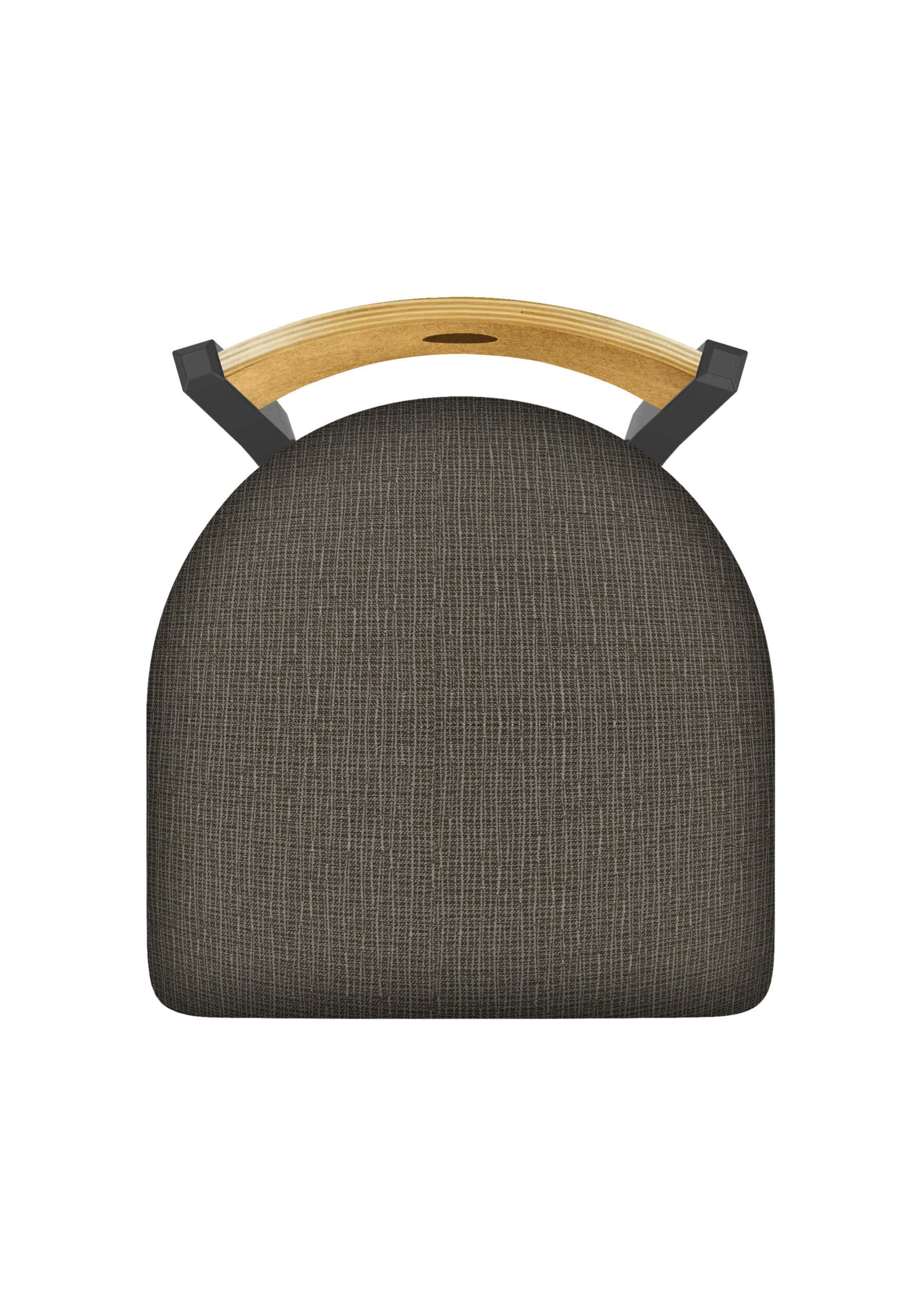 36-Inch Medium Stained Medium Wood Keyhole Back Bar Stool with Steel Frame, Pewter Finish, Graph Chalice Seat, and Single-Ring Base 3 36-Inch Medium Stained Medium Wood Keyhole Back Bar Stool with Steel Frame, Pewter Finish, Graph Chalice Seat, and Single-Ring Base - Image 3