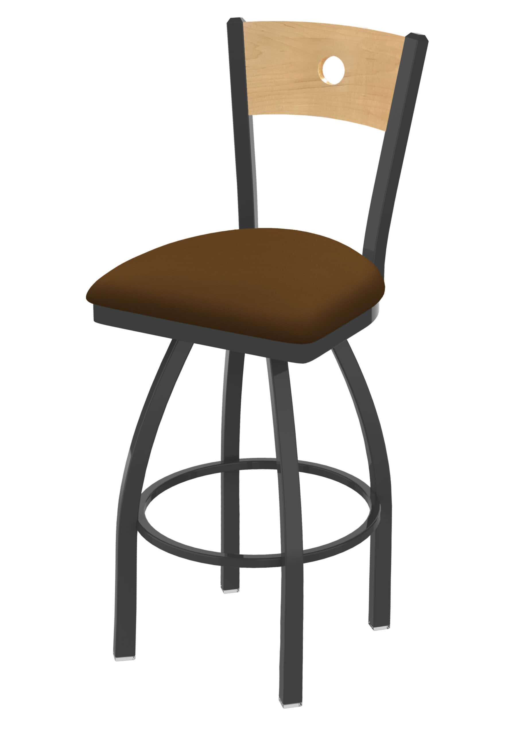 36-Inch Natural Finish Wood Keyhole Back Bar Stool with Steel Frame, Pewter Finish, Canter Thatch Seat, and Single-Ring Base 6 36-Inch Natural Finish Wood Keyhole Back Bar Stool with Steel Frame, Pewter Finish, Canter Thatch Seat, and Single-Ring Base