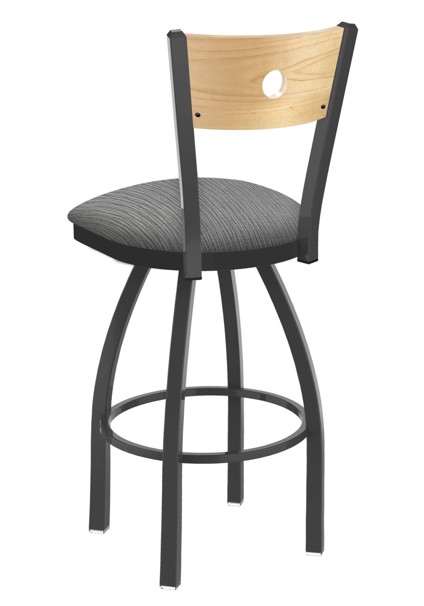 36-Inch Natural Finish Wood Keyhole Back Bar Stool with Steel Frame, Pewter Finish, Graph Alpine Seat, and Single-Ring Base 7 36-Inch Natural Finish Wood Keyhole Back Bar Stool with Steel Frame, Pewter Finish, Graph Alpine Seat, and Single-Ring Base