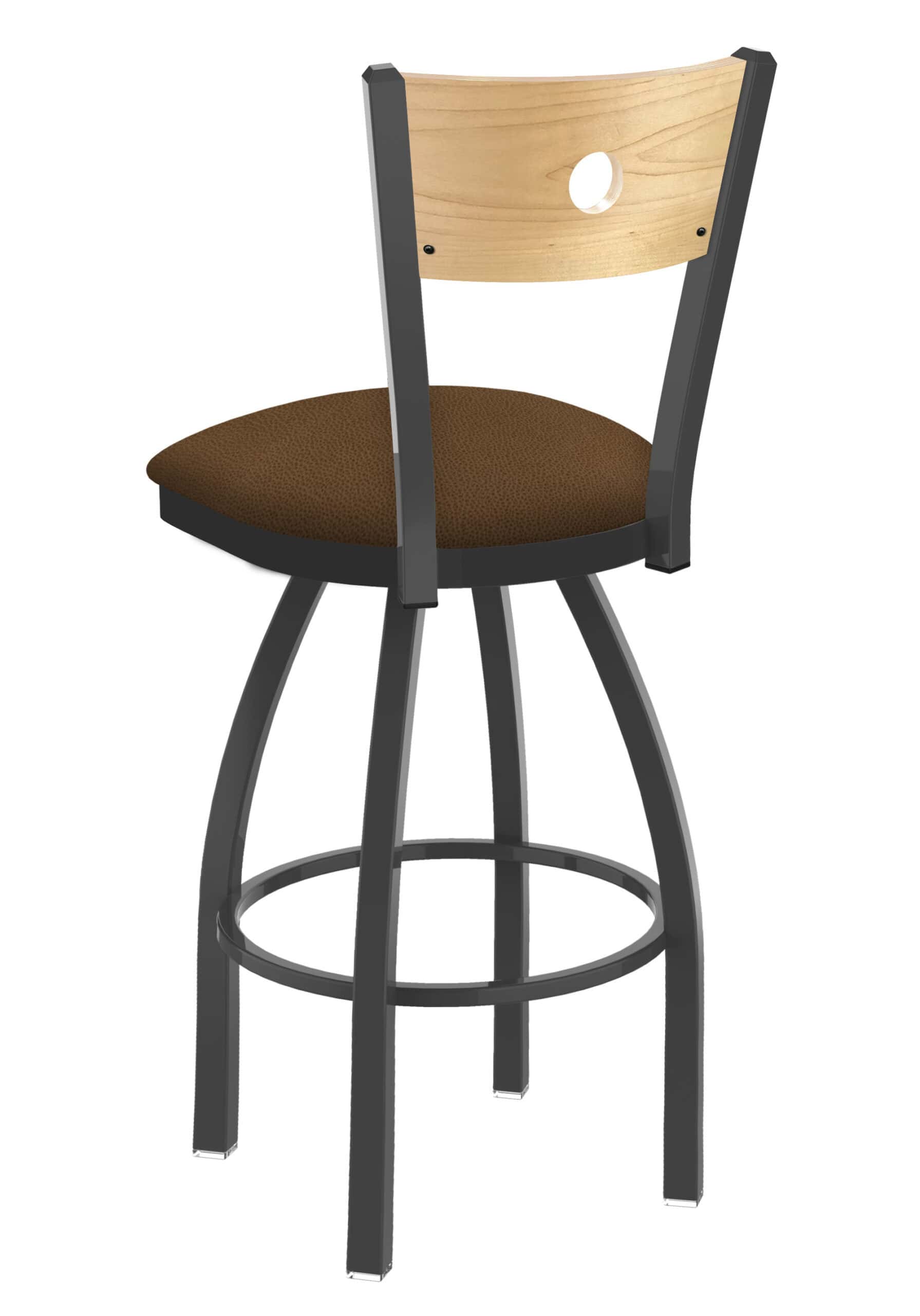 36-Inch Natural Finish Wood Keyhole Back Bar Stool with Steel Frame, Pewter Finish, Rein Thatch Seat, and Single-Ring Base 7 36-Inch Natural Finish Wood Keyhole Back Bar Stool with Steel Frame, Pewter Finish, Rein Thatch Seat, and Single-Ring Base