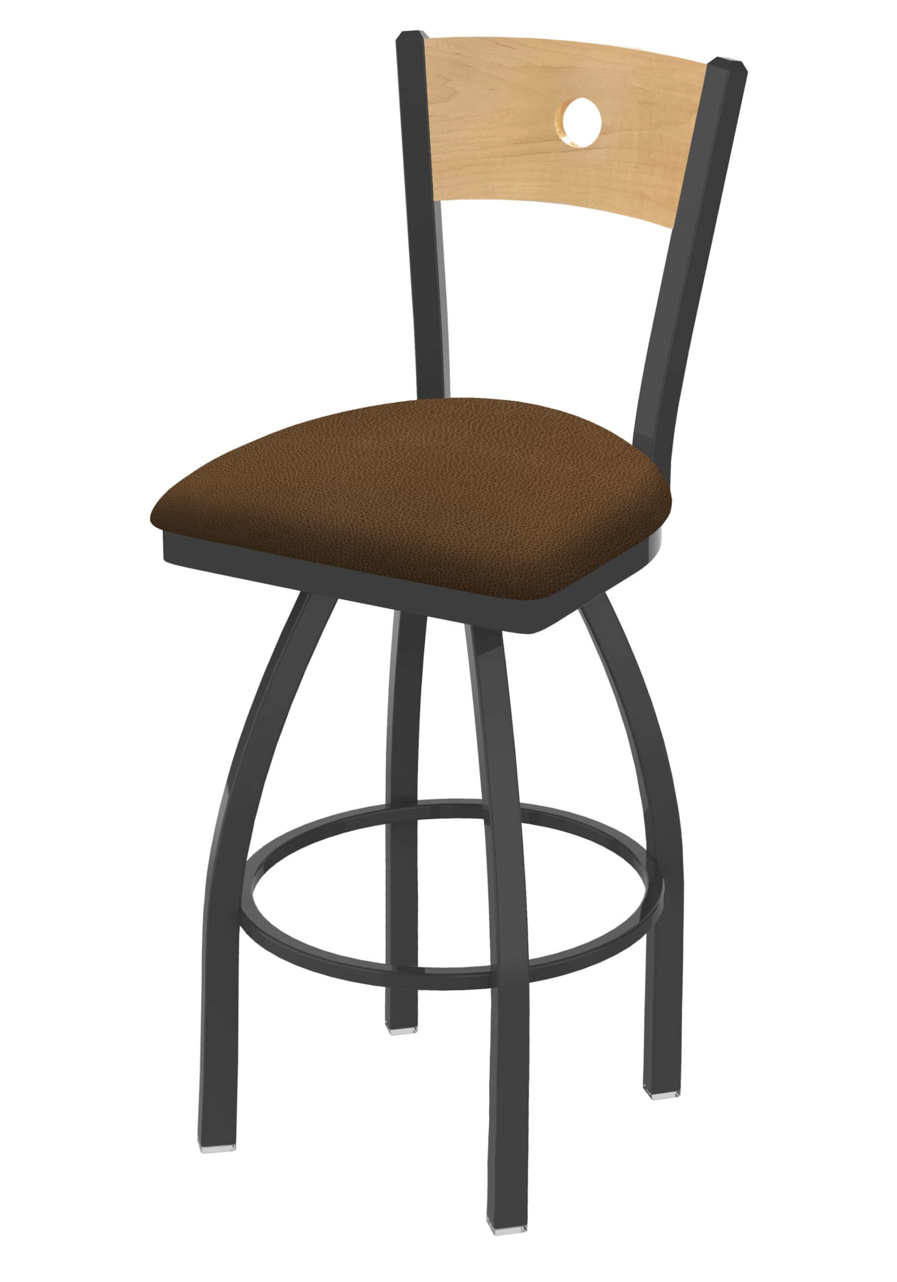 36-Inch Natural Finish Wood Keyhole Back Bar Stool with Steel Frame, Pewter Finish, Rein Thatch Seat, and Single-Ring Base 6 36-Inch Natural Finish Wood Keyhole Back Bar Stool with Steel Frame, Pewter Finish, Rein Thatch Seat, and Single-Ring Base