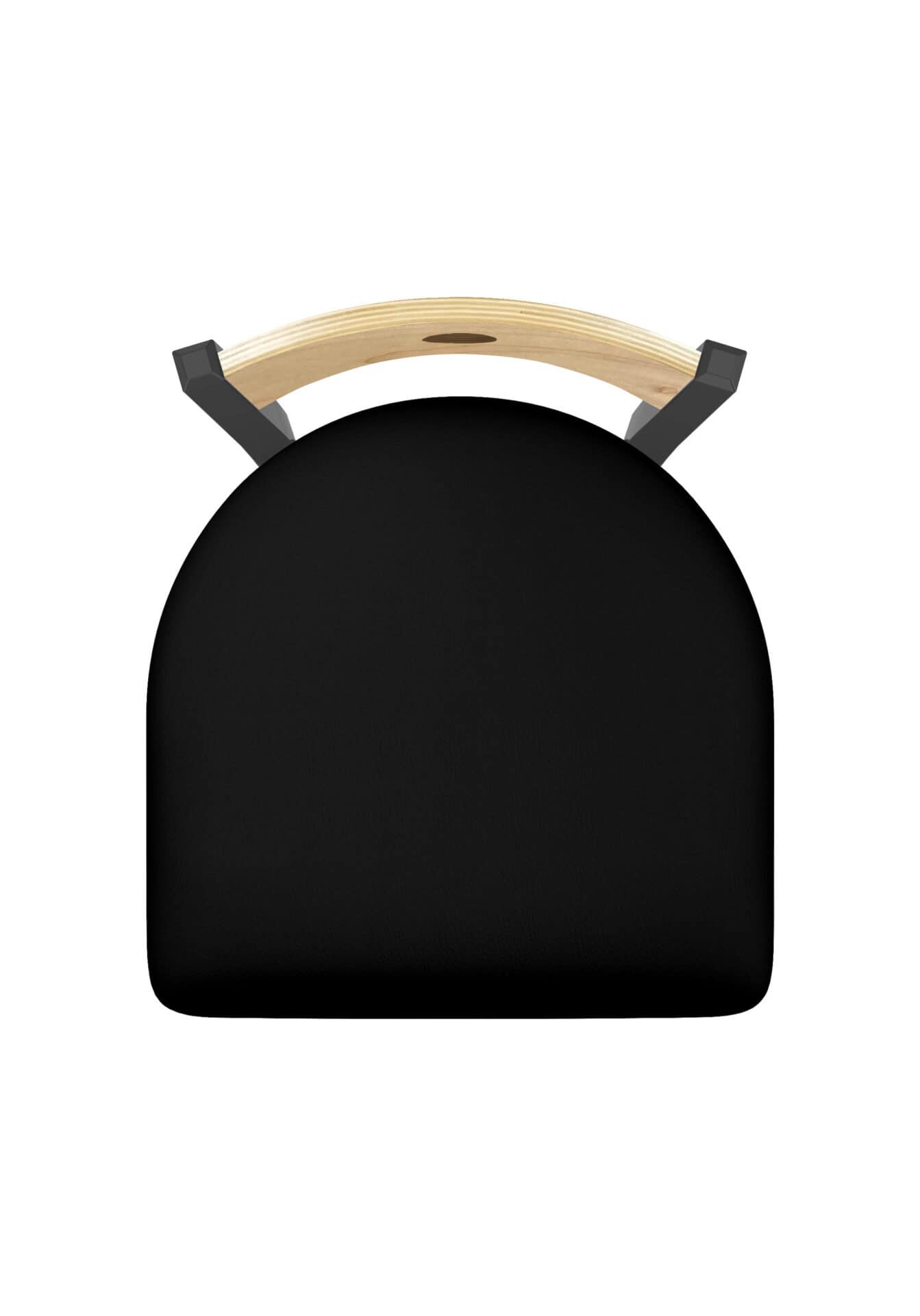 36-Inch Natural Finish Wood Keyhole Back Bar Stool with Steel Frame, Pewter Finish, Black Vinyl Seat, and Single-Ring Base 3 36-Inch Natural Finish Wood Keyhole Back Bar Stool with Steel Frame, Pewter Finish, Black Vinyl Seat, and Single-Ring Base - Image 3