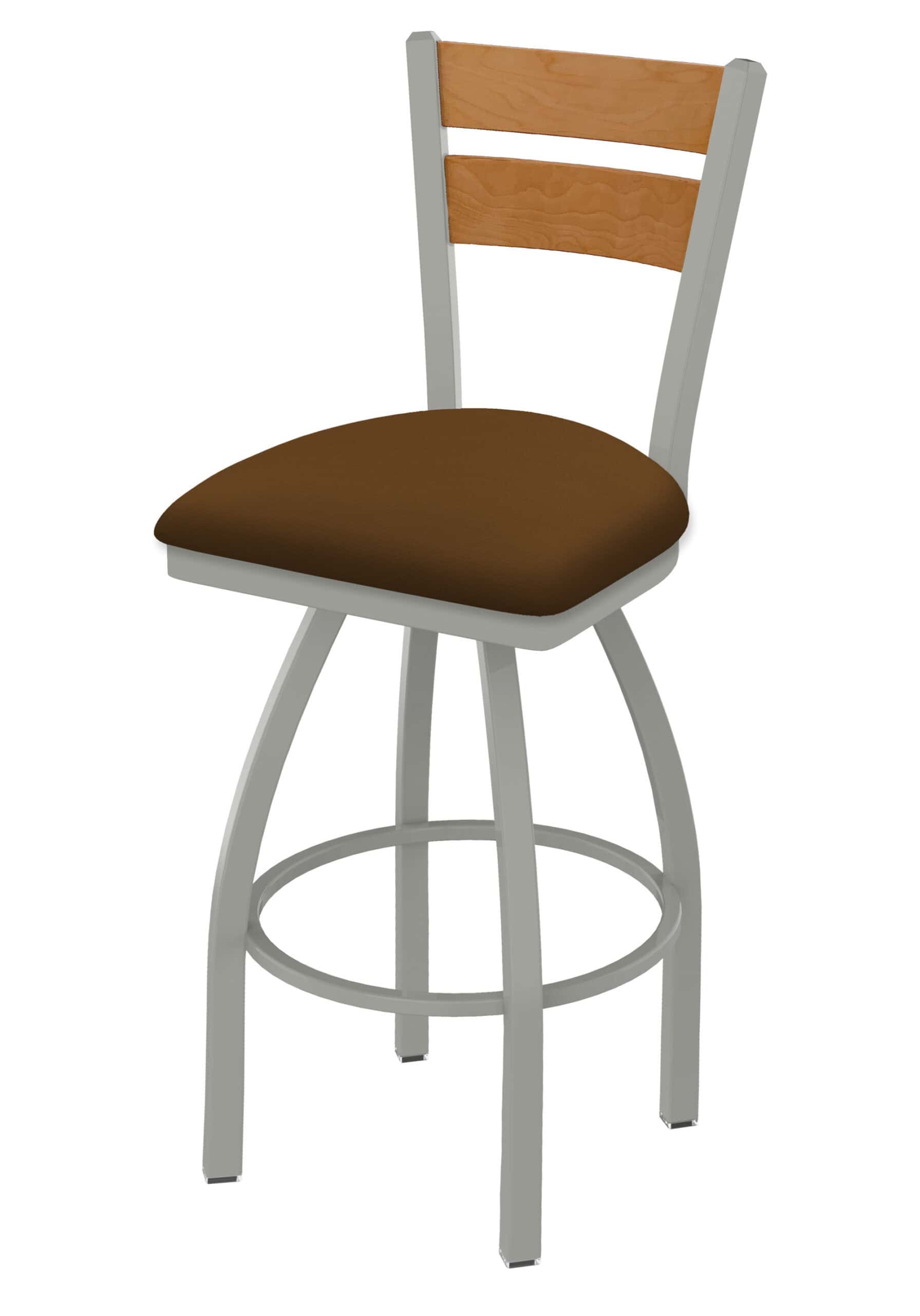 36-Inch Medium Two-Slat Back Bar Stool with Steel Frame, Anodized Nickel Finish, Canter Thatch Seat, and Single-Ring Base 4 36-Inch Medium Two-Slat Back Bar Stool with Steel Frame, Anodized Nickel Finish, Canter Thatch Seat, and Single-Ring Base
