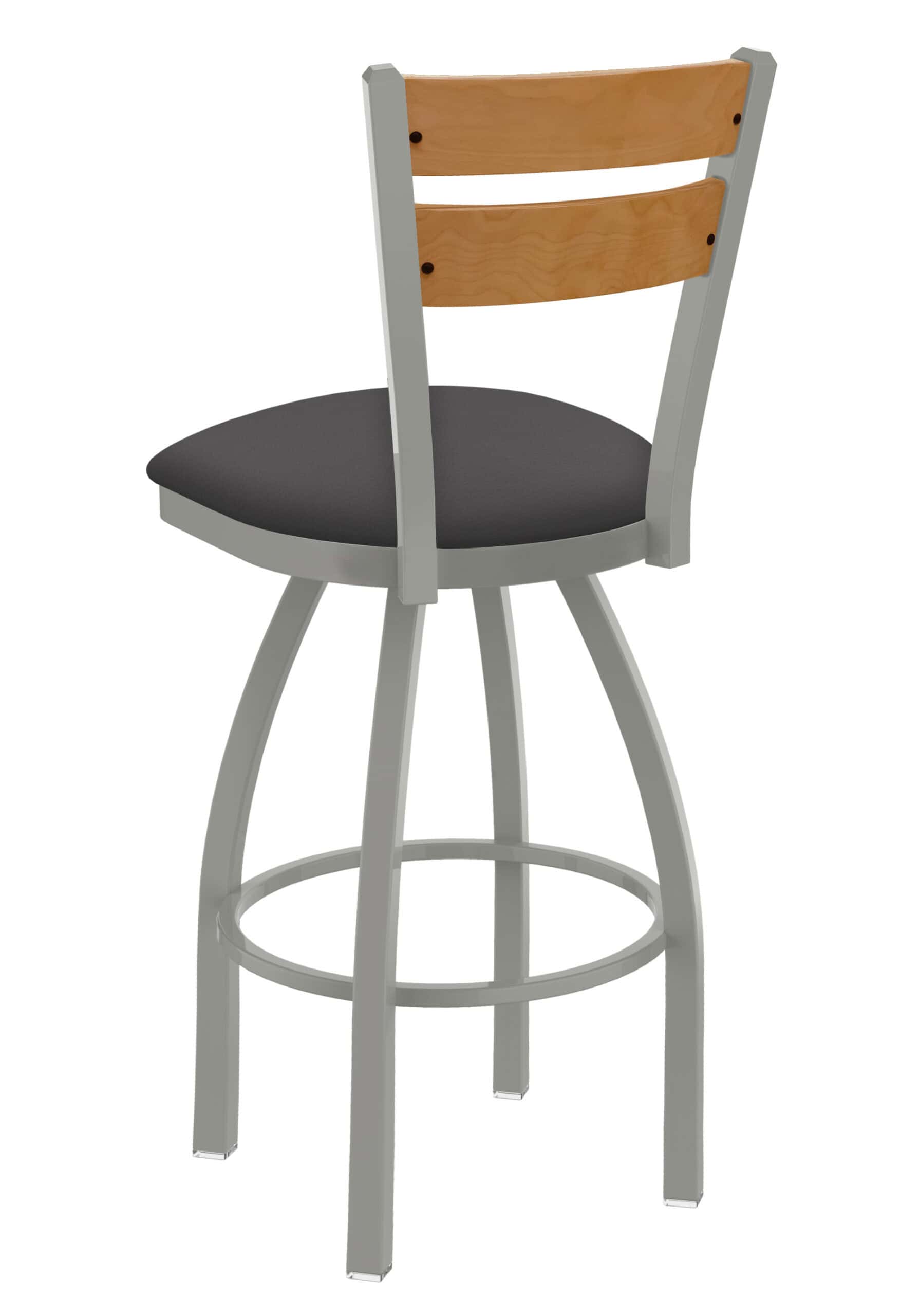 25-Inch Medium Two-Slat Back Counter Stool with Steel Frame, Anodized Nickel Finish, Canter Storm Seat, and Single-Ring Base 7 25-Inch Medium Two-Slat Back Counter Stool with Steel Frame, Anodized Nickel Finish, Canter Storm Seat, and Single-Ring Base