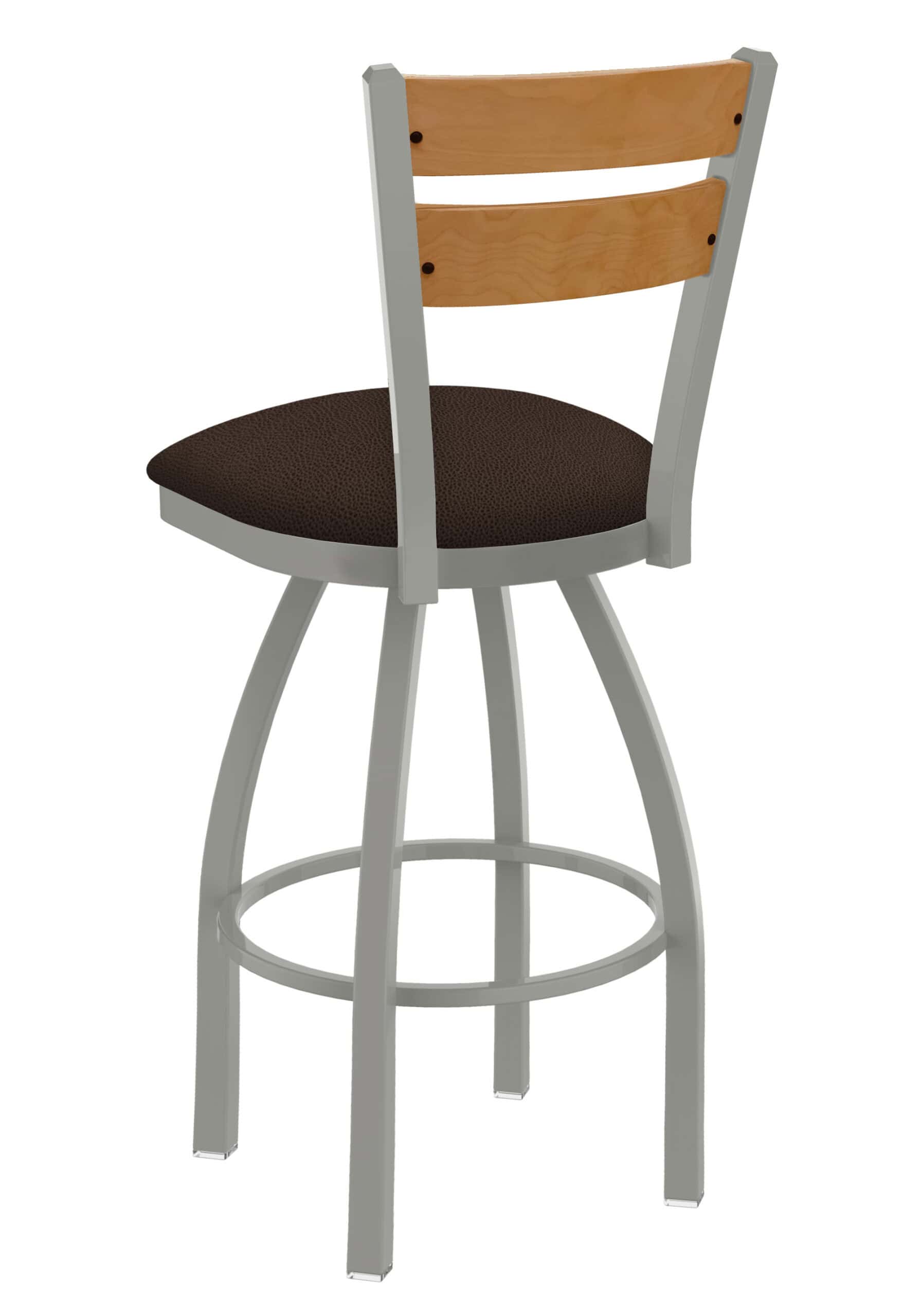 25-Inch Medium Two-Slat Back Counter Stool with Steel Frame, Anodized Nickel Finish, Rein Coffee Seat, and Single-Ring Base 7 25-Inch Medium Two-Slat Back Counter Stool with Steel Frame, Anodized Nickel Finish, Rein Coffee Seat, and Single-Ring Base