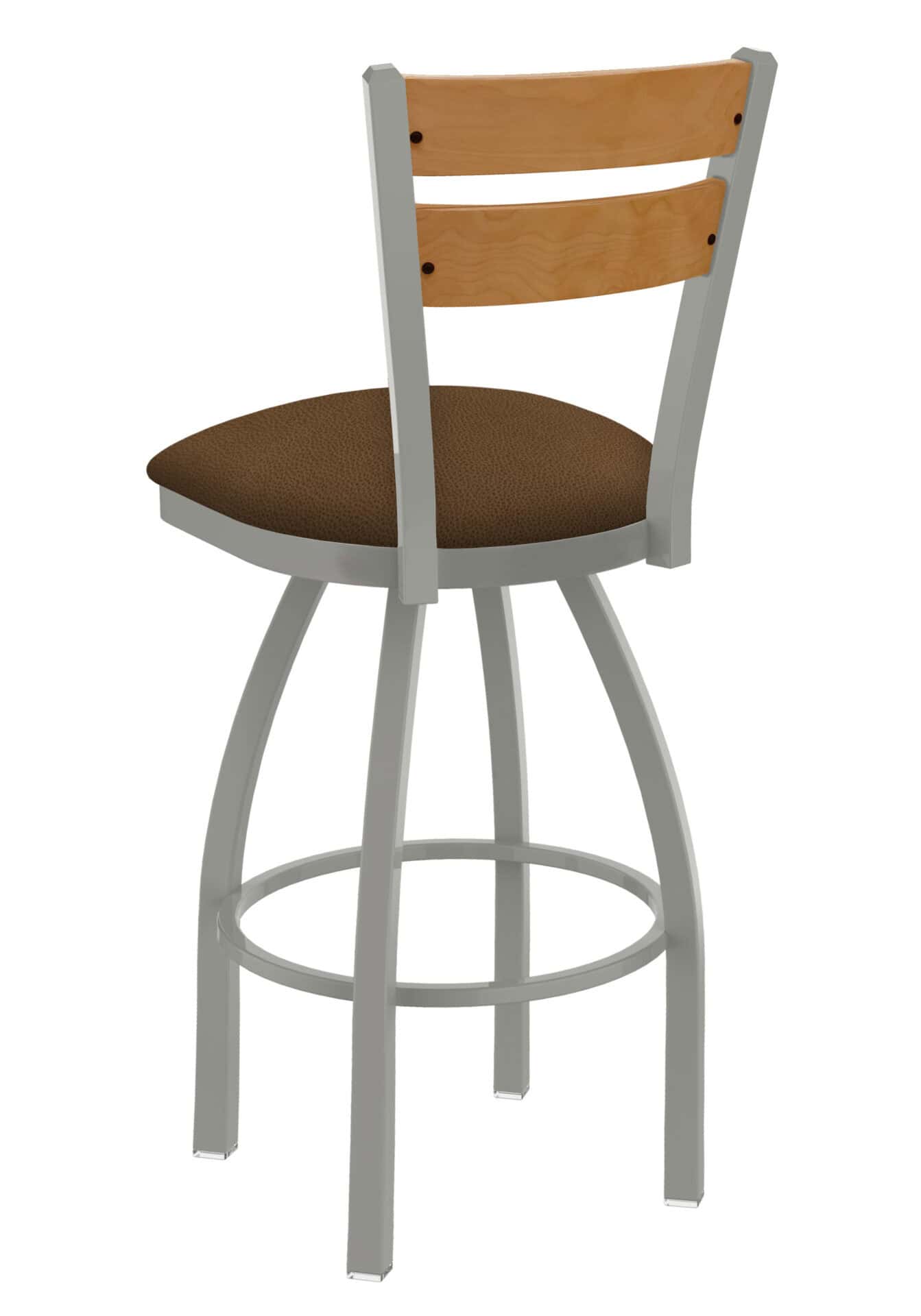 25-Inch Medium Two-Slat Back Counter Stool with Steel Frame, Anodized Nickel Finish, Rein Thatch Seat, and Single-Ring Base 2 25-Inch Medium Two-Slat Back Counter Stool with Steel Frame, Anodized Nickel Finish, Rein Thatch Seat, and Single-Ring Base - Image 2