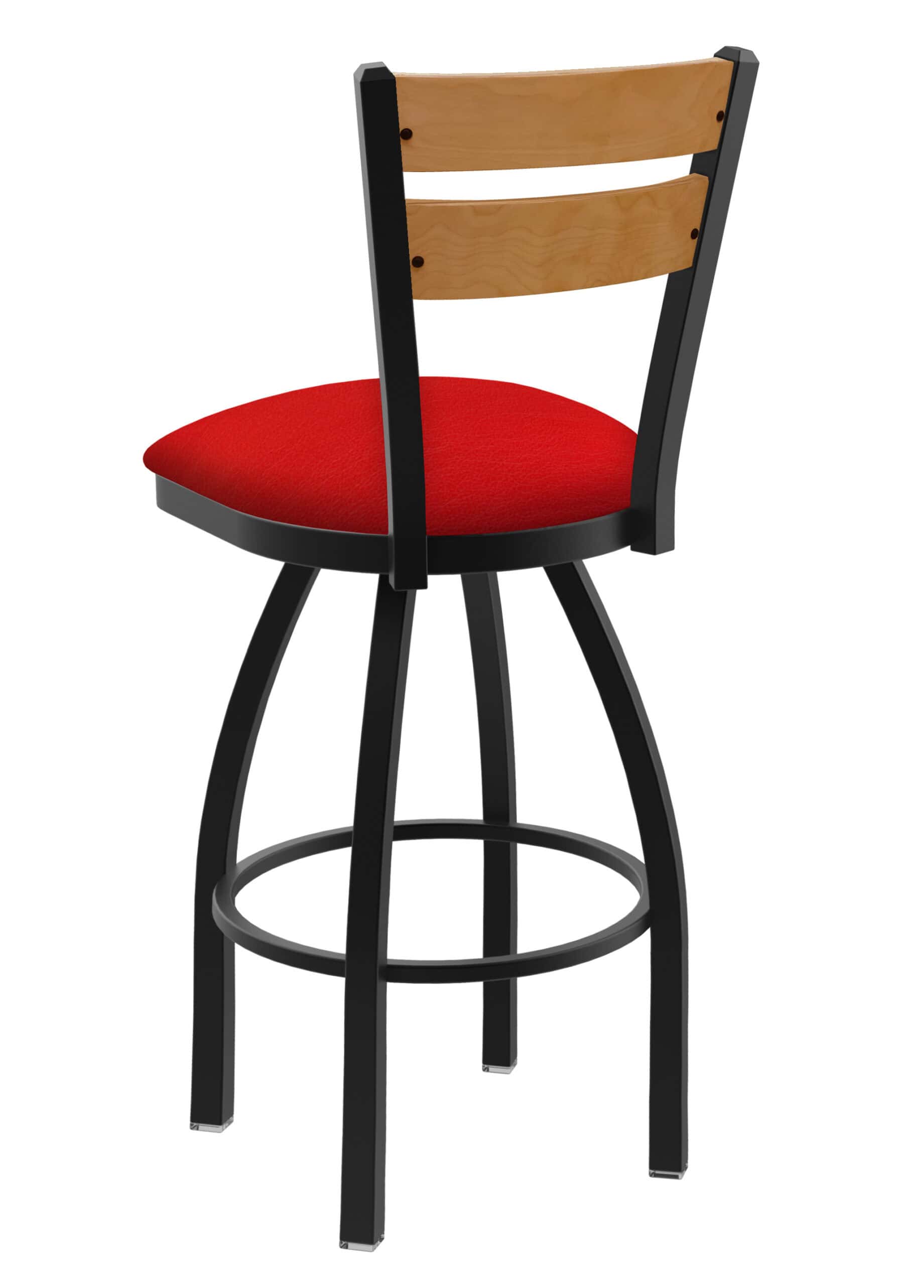 36-Inch Medium Two-Slat Back Bar Stool with Steel Frame, Black Wrinkle Finish, Canter Red Seat, and Single-Ring Base 7 36-Inch Medium Two-Slat Back Bar Stool with Steel Frame, Black Wrinkle Finish, Canter Red Seat, and Single-Ring Base