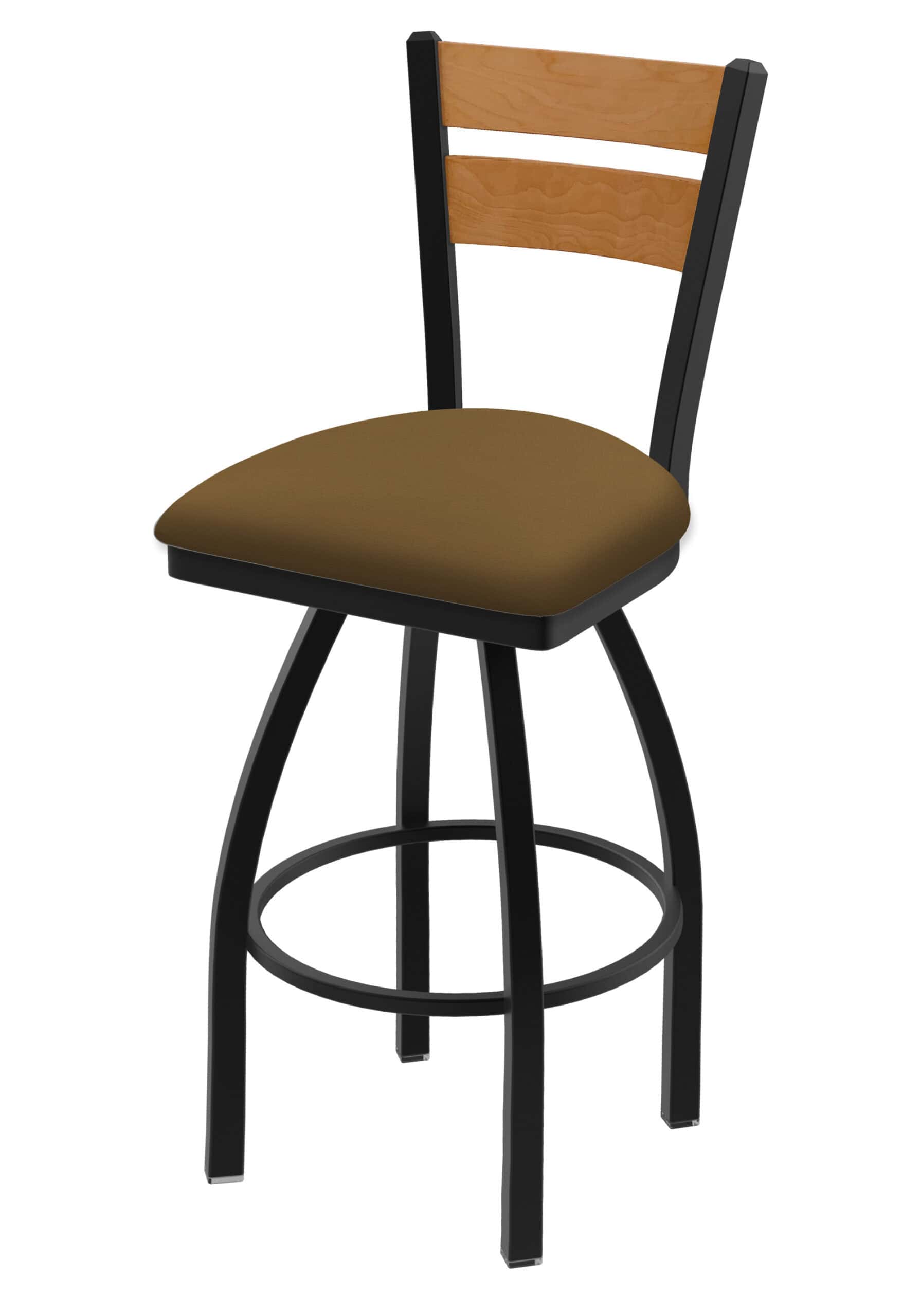 36-Inch Medium Two-Slat Back Bar Stool with Steel Frame, Black Wrinkle Finish, Canter Saddle Seat, and Single-Ring Base 6 36-Inch Medium Two-Slat Back Bar Stool with Steel Frame, Black Wrinkle Finish, Canter Saddle Seat, and Single-Ring Base
