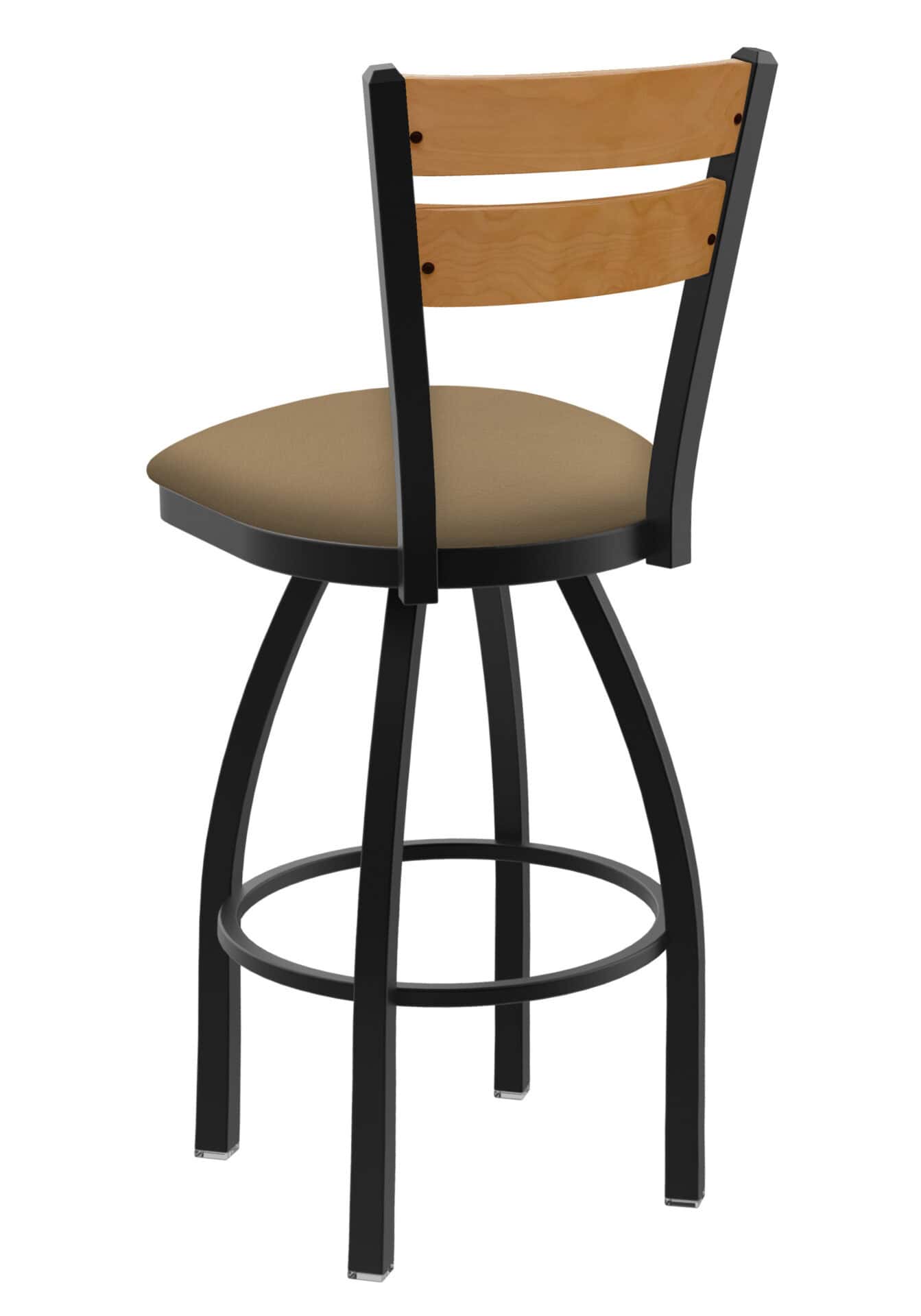 36-Inch Medium Two-Slat Back Bar Stool with Steel Frame, Black Wrinkle Finish, Canter Sand Seat, and Single-Ring Base 2 36-Inch Medium Two-Slat Back Bar Stool with Steel Frame, Black Wrinkle Finish, Canter Sand Seat, and Single-Ring Base - Image 2