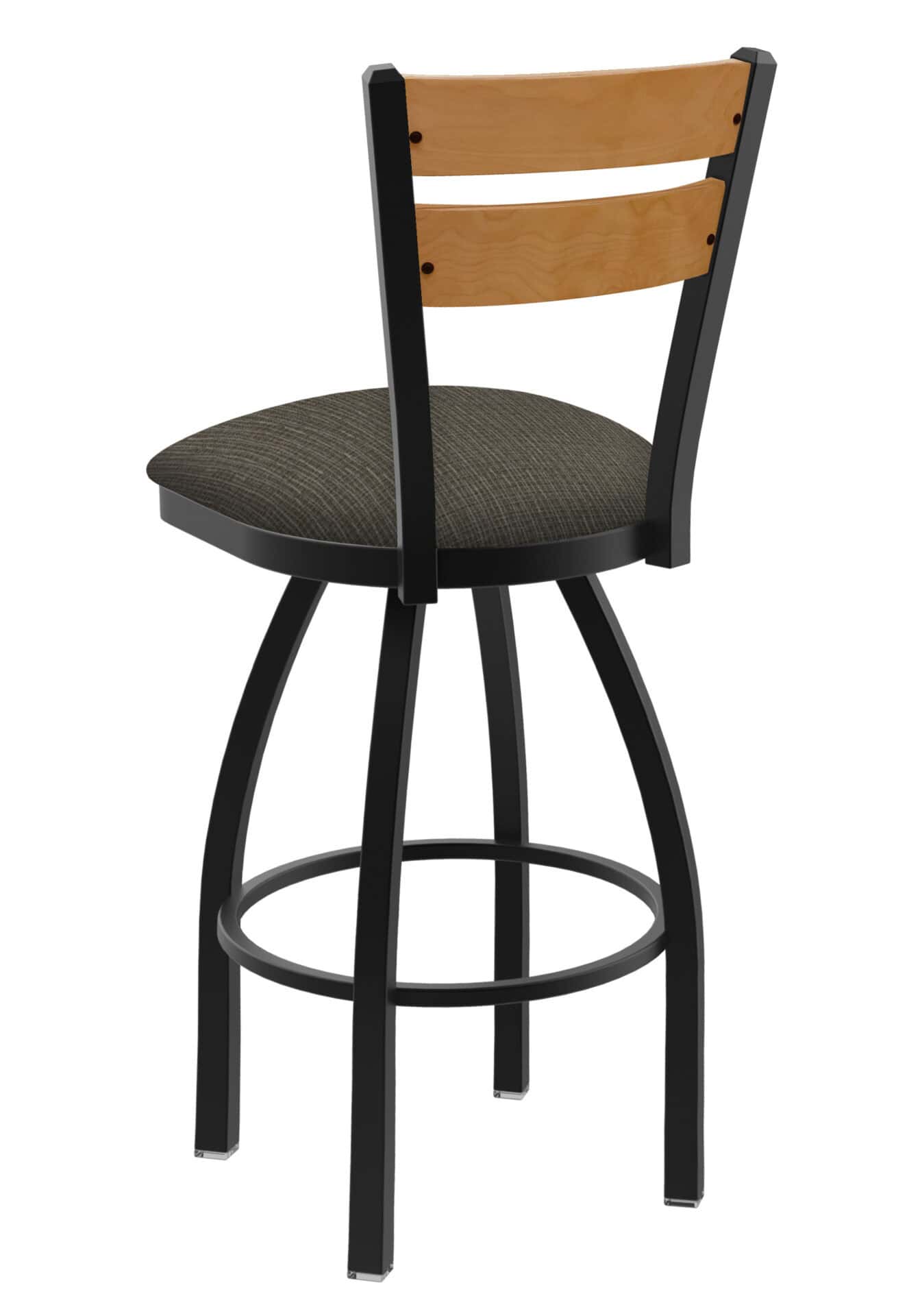 36-Inch Medium Two-Slat Back Bar Stool with Steel Frame, Black Wrinkle Finish, Graph Chalice Seat, and Single-Ring Base 2 36-Inch Medium Two-Slat Back Bar Stool with Steel Frame, Black Wrinkle Finish, Graph Chalice Seat, and Single-Ring Base - Image 2