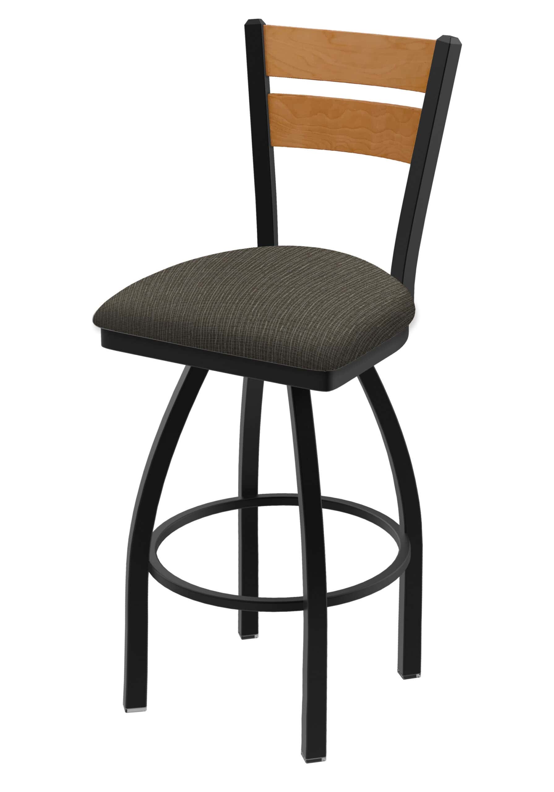 36-Inch Medium Two-Slat Back Bar Stool with Steel Frame, Black Wrinkle Finish, Graph Chalice Seat, and Single-Ring Base 6 36-Inch Medium Two-Slat Back Bar Stool with Steel Frame, Black Wrinkle Finish, Graph Chalice Seat, and Single-Ring Base