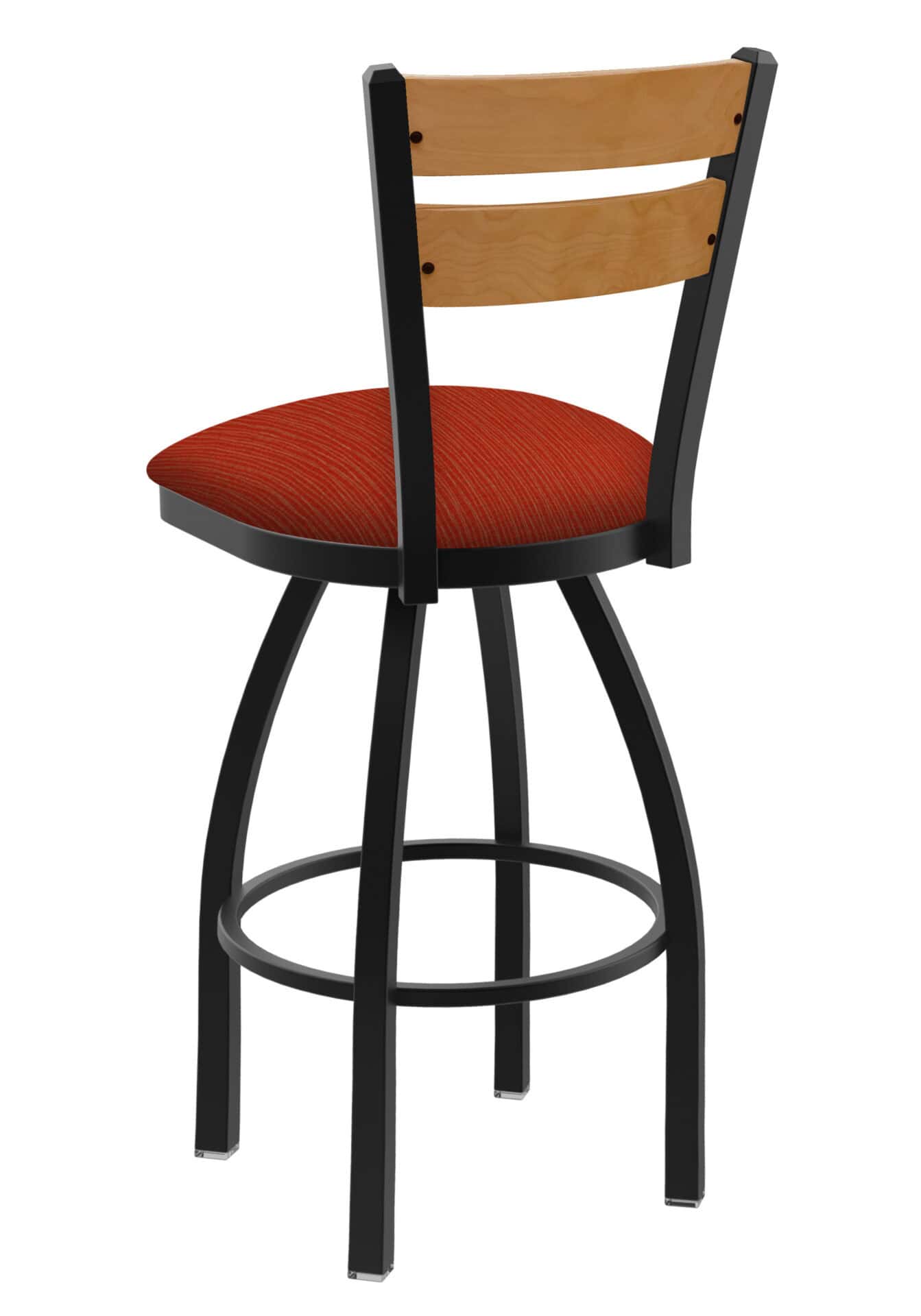 36-Inch Medium Two-Slat Back Bar Stool with Steel Frame, Black Wrinkle Finish, Graph Poppy Seat, and Single-Ring Base 2 36-Inch Medium Two-Slat Back Bar Stool with Steel Frame, Black Wrinkle Finish, Graph Poppy Seat, and Single-Ring Base - Image 2