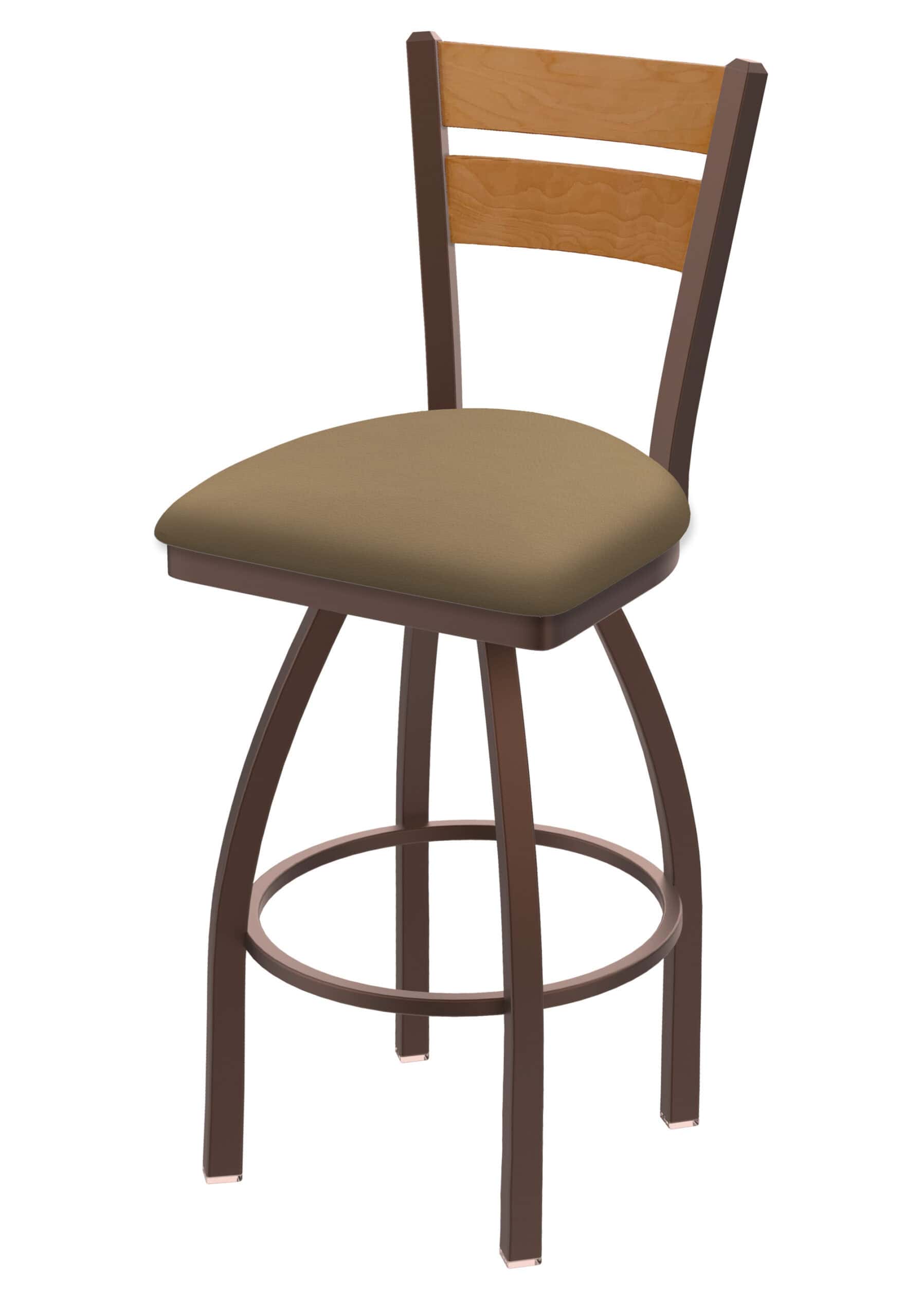 36-Inch Medium Two-Slat Back Bar Stool with Steel Frame, Bronze Finish, Canter Sand Seat, and Single-Ring Base 4 36-Inch Medium Two-Slat Back Bar Stool with Steel Frame, Bronze Finish, Canter Sand Seat, and Single-Ring Base