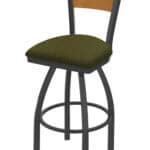 36-Inch Medium Two-Slat Back Bar Stool with Steel Frame, Pewter Finish, Graph Parrot Seat, and Single-Ring Base 4 36-Inch Medium Two-Slat Back Bar Stool with Steel Frame, Pewter Finish, Graph Parrot Seat, and Single-Ring Base