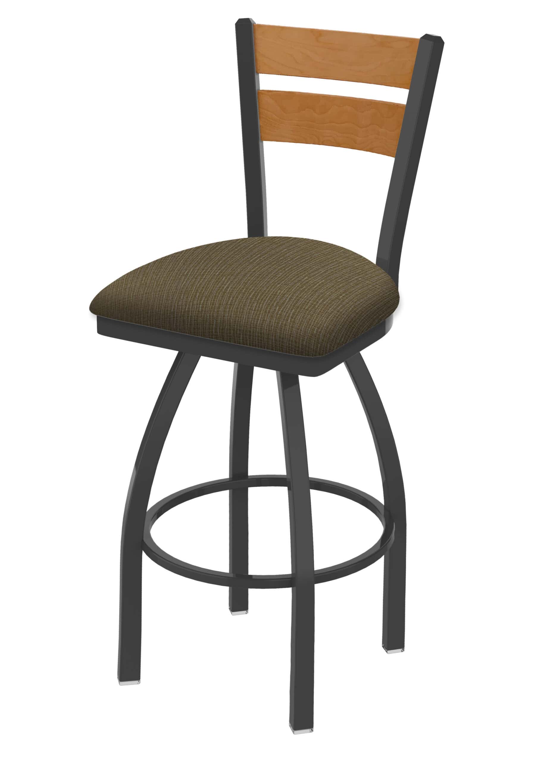 36-Inch Medium Two-Slat Back Bar Stool with Steel Frame, Pewter Finish, Graph Cork Seat, and Single-Ring Base 4 36-Inch Medium Two-Slat Back Bar Stool with Steel Frame, Pewter Finish, Graph Cork Seat, and Single-Ring Base