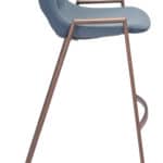 Mid-Century Modern Barstool with Faux Leather and Walnut Finish (Set of 2)