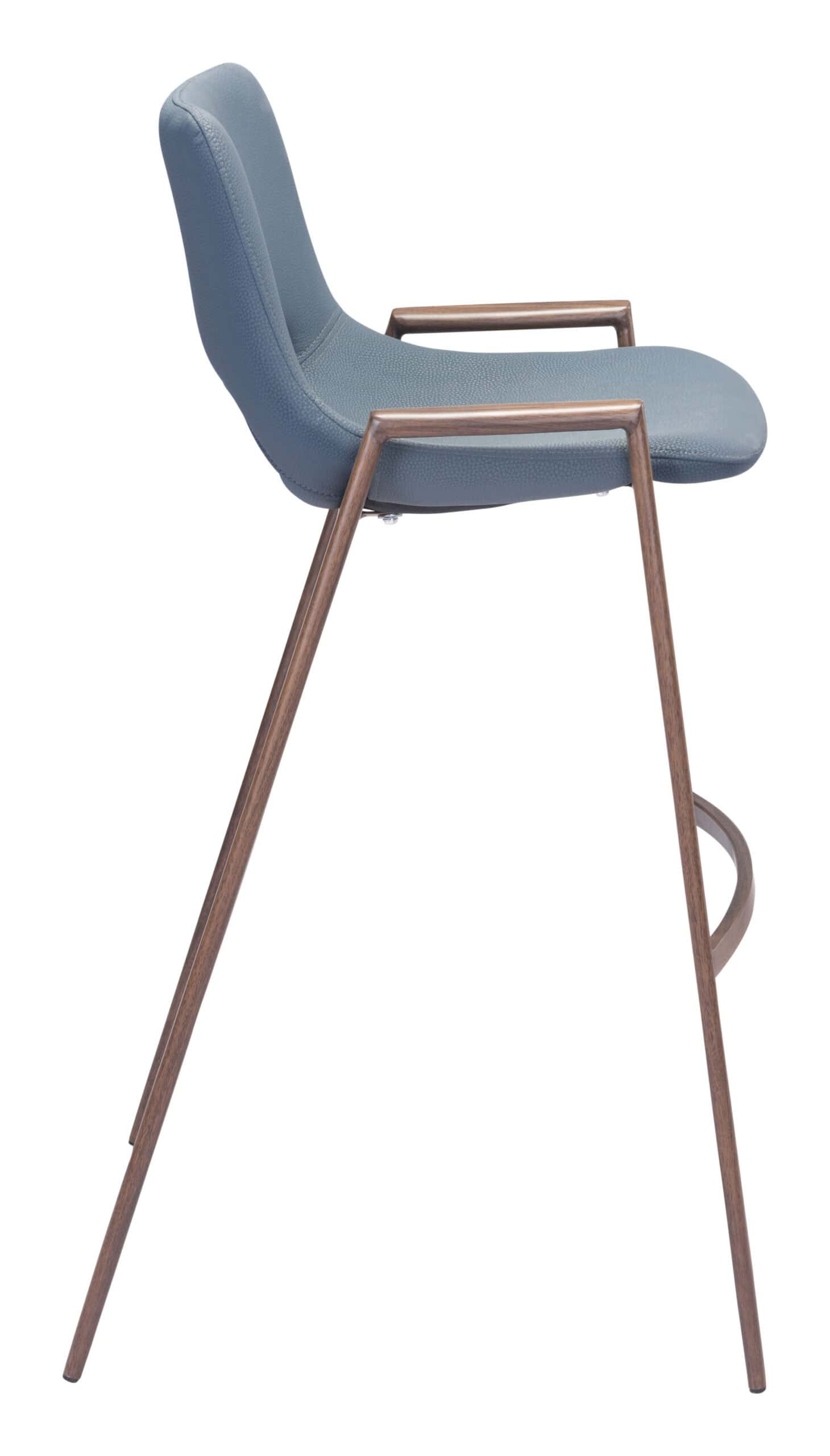 Mid-Century Modern Barstool with Faux Leather and Walnut Finish (Set of 2)
