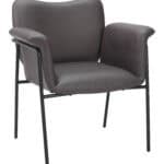 Sleek Brown Faux Leather Accent Chair with Steel Frame