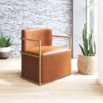 Modern Faux Leather Accent Chair with Brushed Steel Frame 8 Modern Faux Leather Accent Chair with Brushed Steel Frame