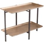 Urban Industrial Brass Coffee Table with Dual-Tier Shelf Design 10 Urban Industrial Brass Coffee Table with Dual-Tier Shelf Design