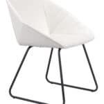 Modern White Tufted Dining Chair with Steel Legs (Set of 2)