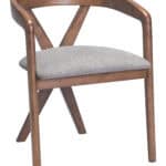 Gray Fabric Dining Chair with Walnut Rubberwood Frame