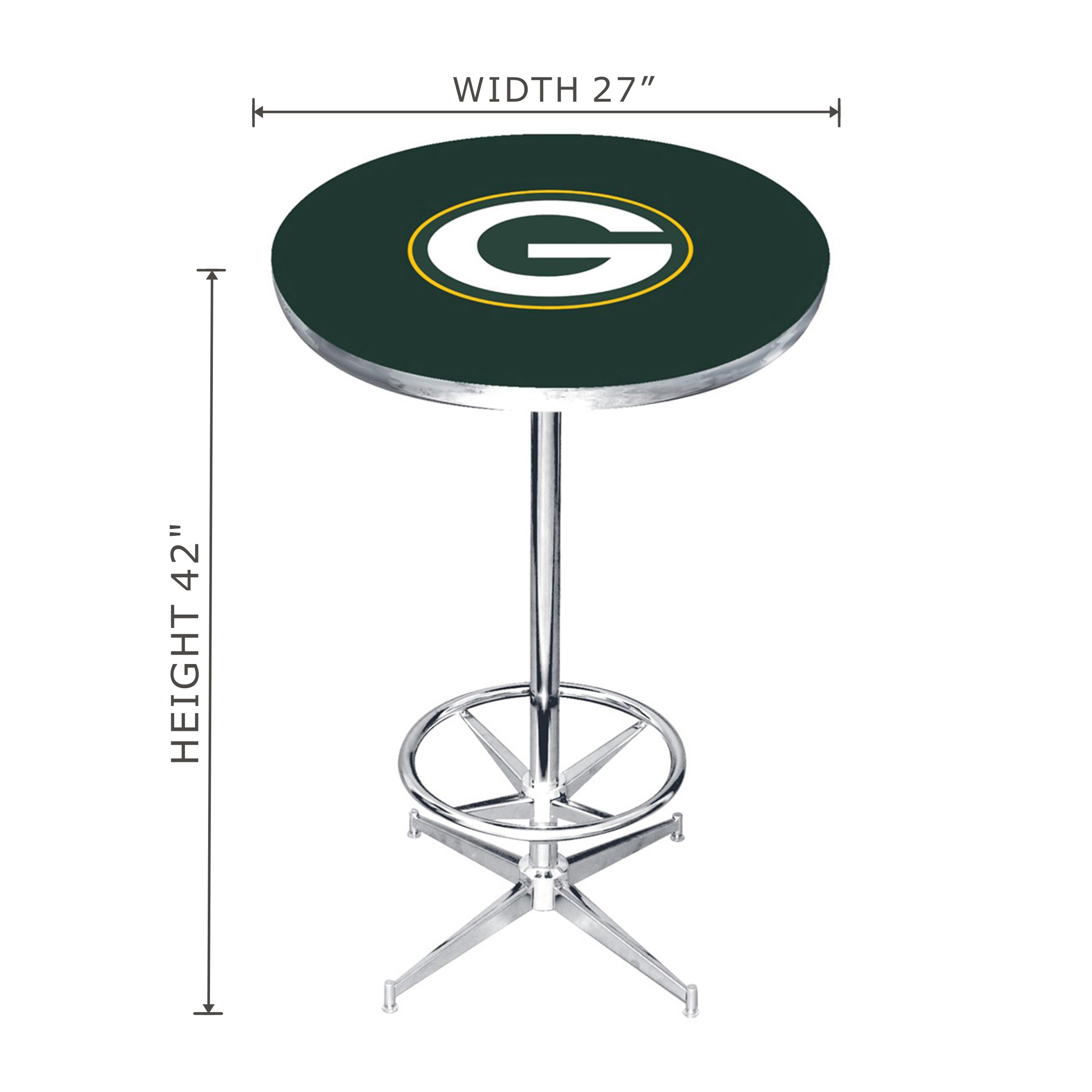 green bay packers nfl licensed chrome pub table