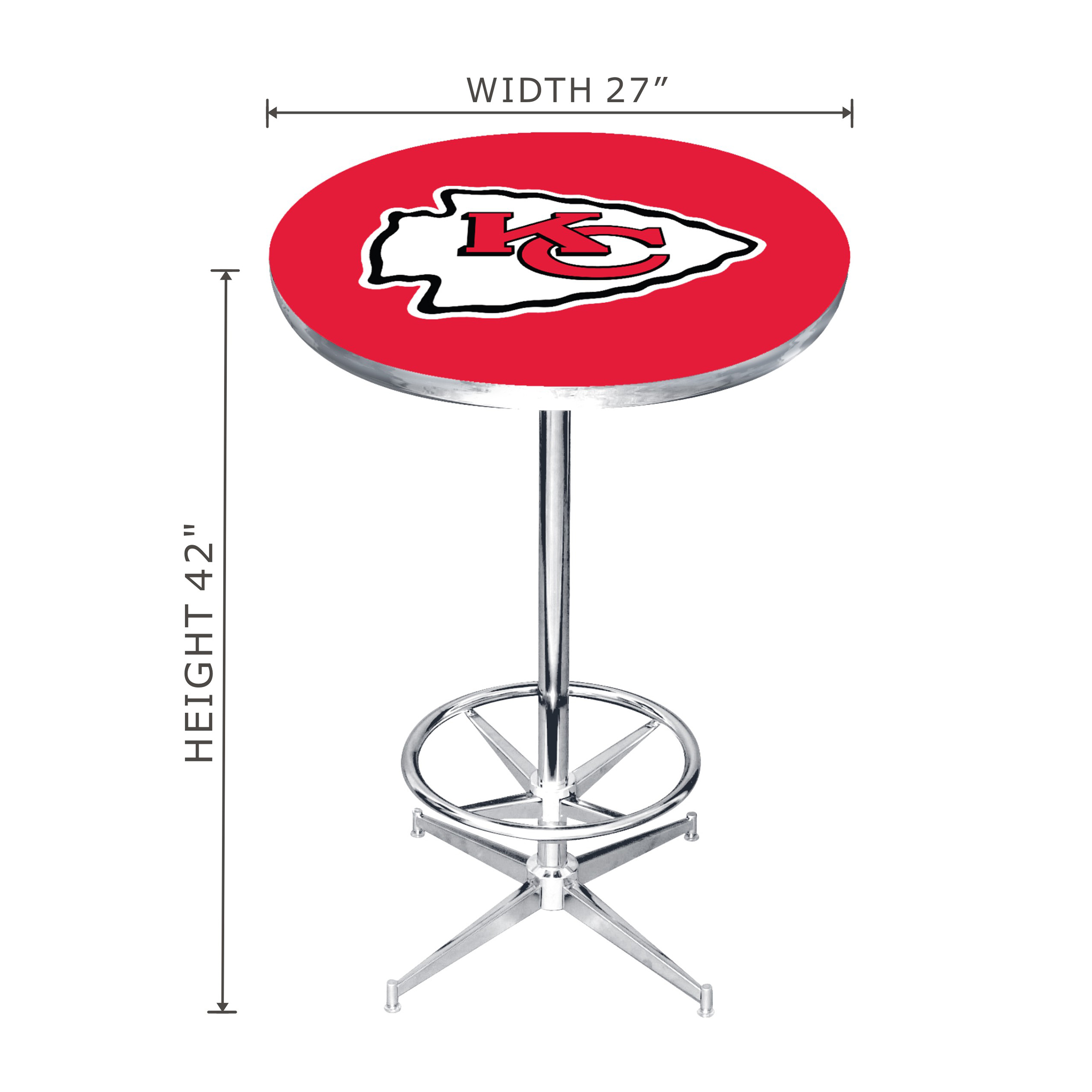 kansas city chiefs chrome nfl pub table