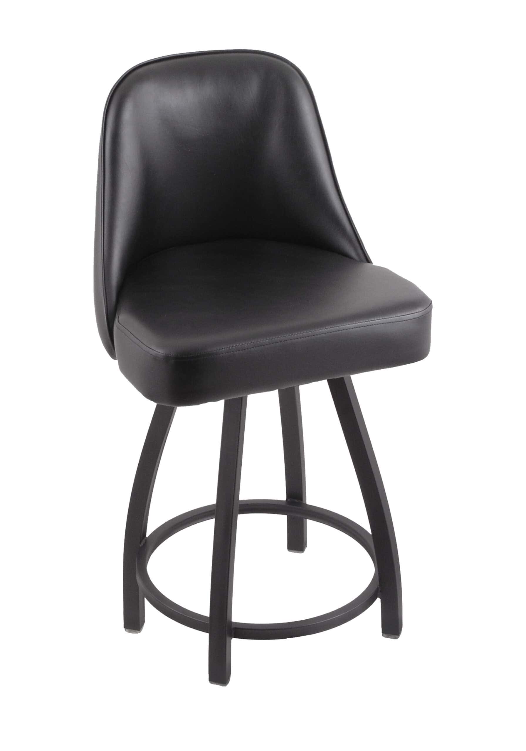 25-Inch Padded Back Counter Stool with Steel Frame, Pewter Finish, Black Vinyl Seat, and Single-Ring Base 4 25-Inch Padded Back Counter Stool with Steel Frame, Pewter Finish, Black Vinyl Seat, and Single-Ring Base